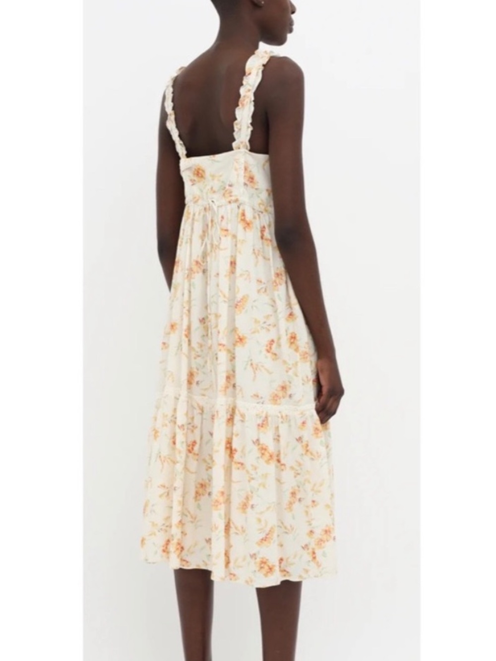 LoveShackFancy Dress Ann Midi Pockets Floral Sunshine Cotton Linen Lined Size L - Picture 7 of 16